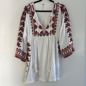 Free People Linen Embroidered Coverup Dress